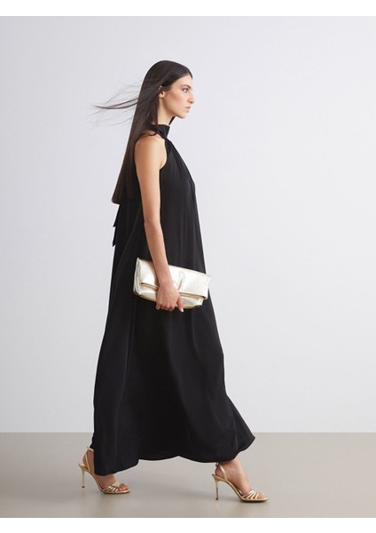 Yeni Sezon Halter Yaka Büzgülü Elbise