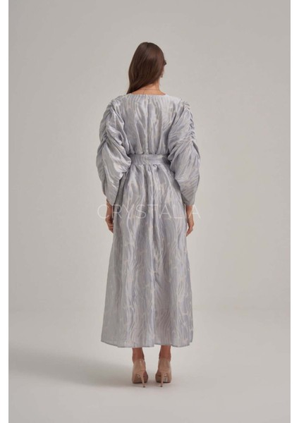 Desenli Püskül Detaylı Belden Bağlamalı Elbise fırsatları