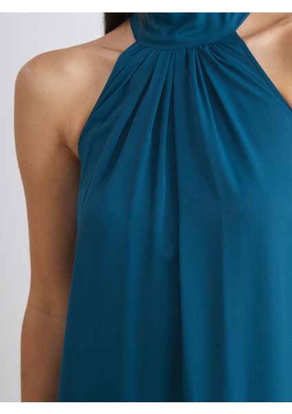 Yeni Sezon Halter Yaka Büzgülü Elbise modelleri