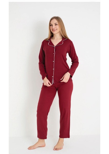Ercan Gömlek Uzun Kol Pijama Takımı Koyu Bordo fiyatları