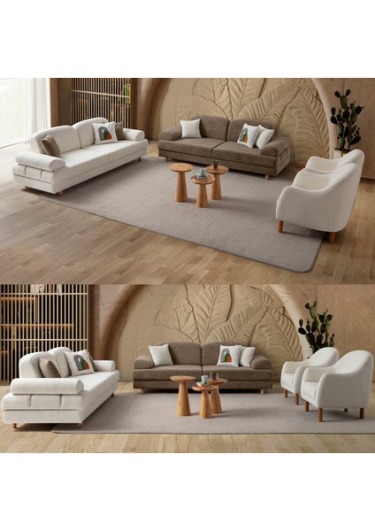 Aries Yataklı Sandıklı Koltuk Takımı 3+3+1+1 Kahverengi