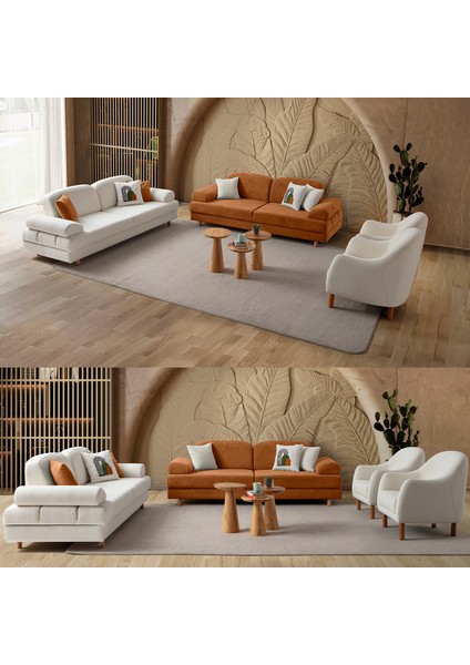 Aries Yataklı Sandıklı Koltuk Takımı 3+3+1+1 Turuncu