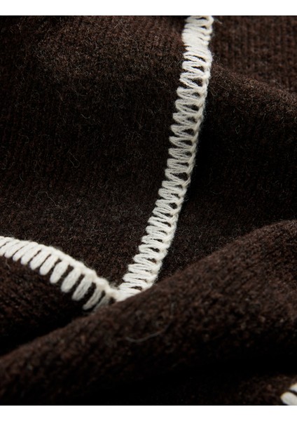 Püsküllü Dikiş Detaylı Triko Uzun Atkı modelleri