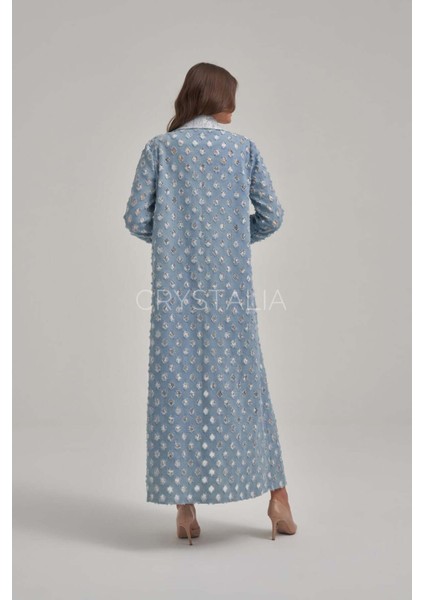 Desenli Kot Işlemeli Uzun Ceket fırsatları