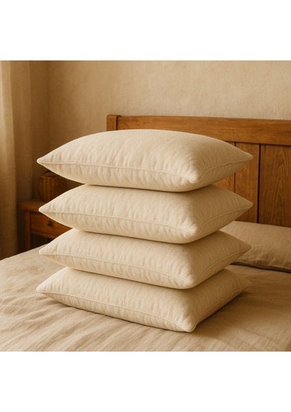 4 Adet Doğal El Dikişi 50 x 70 cm Organik Yün Yastık