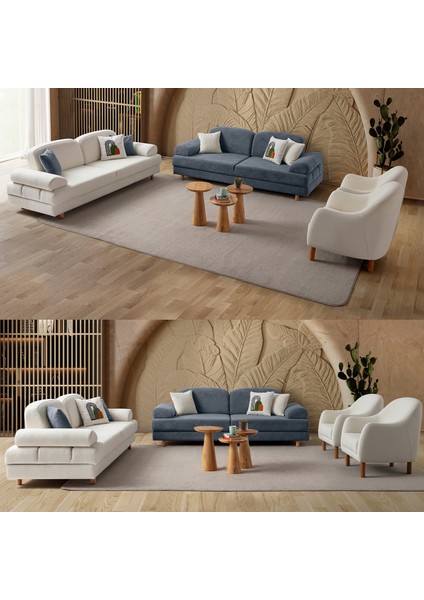 Aries Yataklı Sandıklı Koltuk Takımı 3+3+1+1 Mavi
