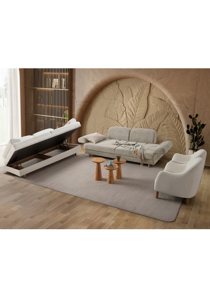 Aries Yataklı Sandıklı Koltuk Takımı 3+3+1+1 Sütlü Kahve indirimleri