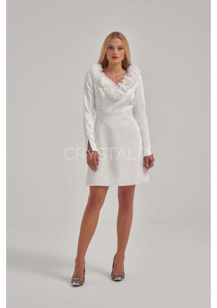 Çiçek Detaylı Kısa Elbise