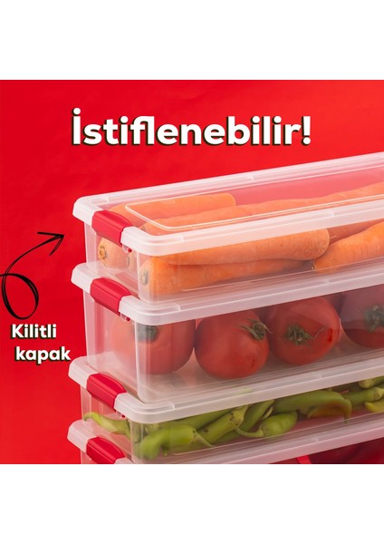 8li Kilitli Kapaklı Yiyecek Erzak Saklama Kabı Seti - Buzdolabı Düzenleyici Organizeri fırsatları