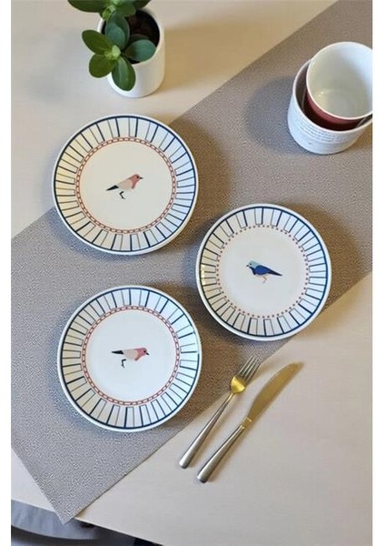 Porselen Birdy 6'lı Pasta Takımı