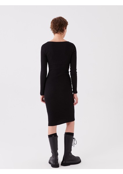 Yeni Sezon Kare Yaka Düz Uzun Kollu Kadın Bodycon Elbise indirimleri