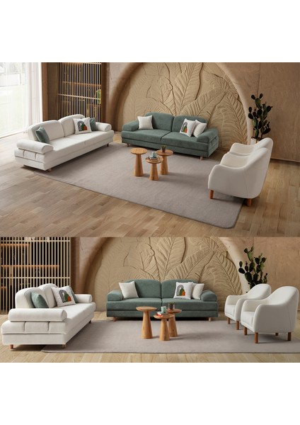 Aries Yataklı Sandıklı Koltuk Takımı 3+3+1+1 Yeşil