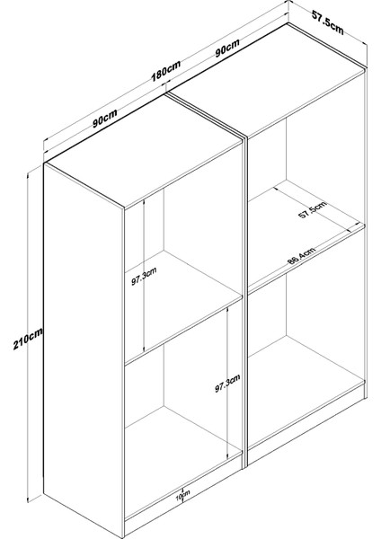 BA163 Geniş Gardırop Elbise Dolabı 4 Kapaklı 2 Raflı 4 Askılı Modüler Dolap Beyaz fiyatları