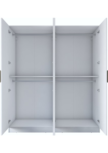 BA163 Geniş Gardırop Elbise Dolabı 4 Kapaklı 2 Raflı 4 Askılı Modüler Dolap Beyaz indirimleri
