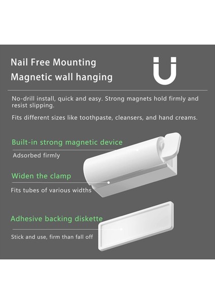 Diş Fırçası Tutucu Banyo Aksesuarları Duvar Diş Macunu Fışkırtısı Manyetik Tembel Sıkma Diş Macunu Klips 2pcs (Yurt Dışından) fırsatları