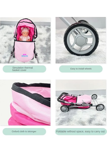 Oyuncak Beşikli Metal Puset 4 Tekerlekli Bebek Arabası 65 cm modelleri