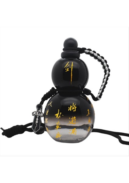 2024 Kabak Su Şişesi 28 Oz Tritan Sızıntı Geçirmez Kayış Bel Ipi Fırça Çekicilik Dıy Çıkartmaları Parlak Siyah (Yurt Dışından)