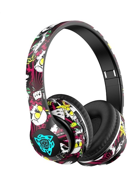 Graffiti Tarzı Kulak Üstü Bluetooth Kulaklık, Işıklı, Gerçek Kablosuz, Müzik ve Spor Kulaklığı, Cep Telefonları Için Evrensel. (Yurt Dışından)