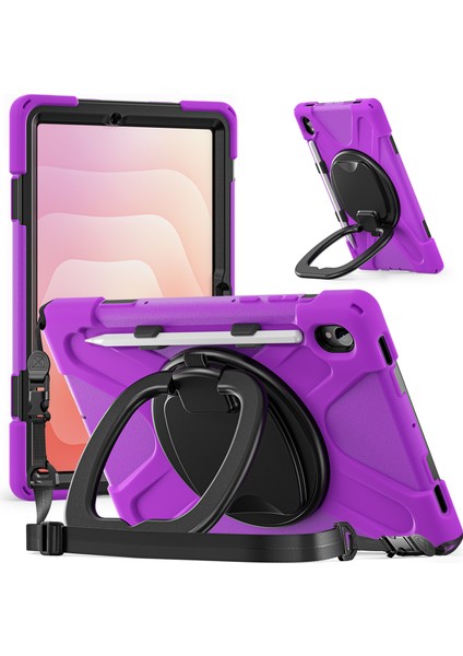 Samsung Galaxy Tab S11 X730/ X736/ X736B Kickstand Kılıf Omuz Askılı Tpu + Pc + Silikon Tablet Kılıfı (Yurt Dışından)