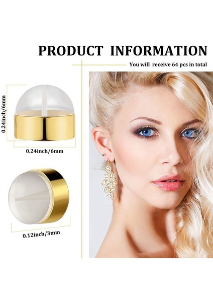 64 Pc Kilitleme Kilitleme Saplama Sırtları Altın Güvenli Silikon Küpe Sırtları Saplama Kulakları Için Değiştirmeler (Yurt Dışından) indirimleri