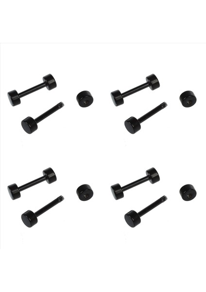 4 Çift Erkek Karşılıklı Titanyum Çelik Kulak Çıtçıtları Küpe 4mm Siyah (Yurt Dışından)