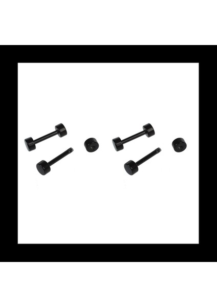 2 Çift Erkek Barbek Titanyum Çelik Kulak Saplama Küpeleri 3mm Siyah (Yurt Dışından)