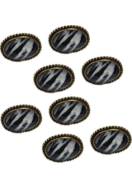 4 Çift (8pcs) Siyah ve Beyaz Vintage Hayvan Baskısı/zebra Baskı Oval Saplama Küpeleri/elipse Mücevher Küpeleri + Keyrasyon (Yurt Dışından)