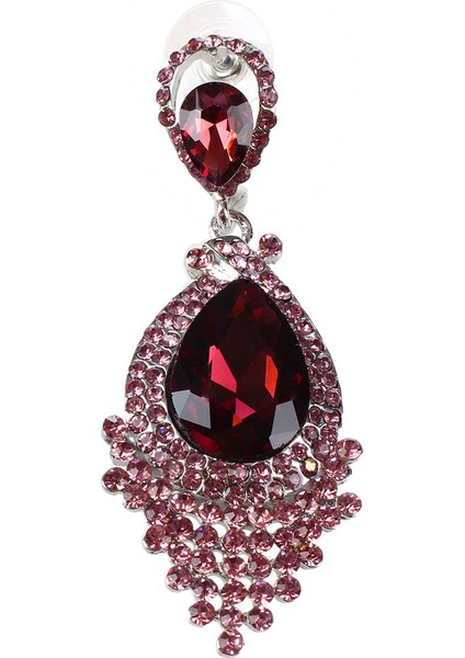 Moda Kadın Düğün Takı Avusturya Kristal Uzun Kristal Damla Büyük Kristal Gelin Küpeler Kadınlar Için Büyük Küpeler Kırmızı 1# (Yurt Dışından) modelleri