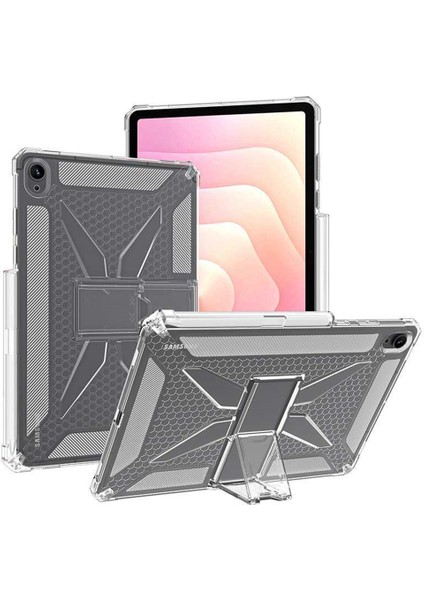 Samsung Galaxy Tab S11 Şeffaf Kılıf Kickstand Darbeye Dayanıklı Tpu + Kalem Yuvalı Pc Tablet Kılıfı (Yurt Dışından)