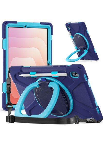 Samsung Galaxy Tab S11 X730/ X736/ X736B Kickstand Kılıf Omuz Askılı Tpu + Pc + Silikon Tablet Kılıfı (Yurt Dışından)