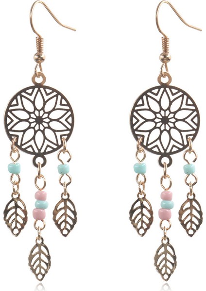 Vintage Etnik Altın Yaprak Dungle Damla Damla Küpeler Kadınlar Için Asılı Kadın Moda Yıldönümü Takı Süsleri Aksesuarlar (Yurt Dışından)