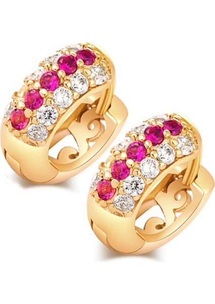 2 Çift Kadın Çember Küpe 1 Çift Mor Zirkon Küpe Kolye ve 1 Çifti Altın Zarif Cz Taş Altın Kaplama Piercing Takı (Yurt Dışından) fırsatları