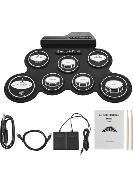 7 Pedler Elektrikli Davul Seti Taşınabilir Roll Up Davul Uygulama Pedi Davul Kiti Davul Çubukları Çocuklar Için Hediye Yetişkinler (Yurt Dışından) indirimleri