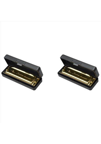 2x Swan Mızıka 10 Delikli C Case Blues Harp Metal Steel ile C Gold Anahtarı Yeni (Yurt Dışından)