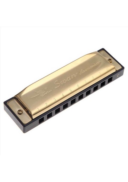 2x Swan Mızıka 10 Delikli C Case Blues Harp Metal Steel ile C Gold Anahtarı Yeni (Yurt Dışından) fırsatları