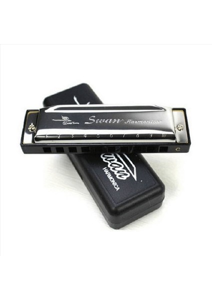 2x Swan Mızıka 10 Delikli C Case Blues ile Gümüş Anahtar Harp Paslanmaz Çelik Yeni (Yurt Dışından) indirimleri