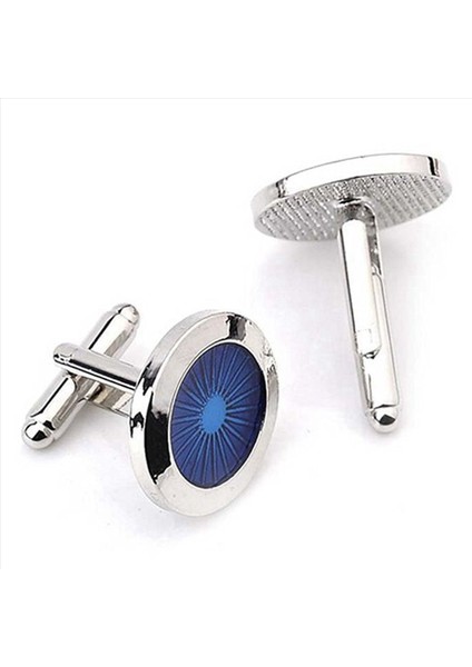 3 Çift Moda Kufflinkler Yuvarlak Gözler Gömlek Kemer Kelepçe Bağlantıları Erkek Elbise Iş Düğün Hediyesi Mevcut (Gümüş+Mavi) (Yurt Dışından) fırsatları