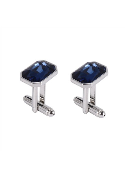 1 Çift Moda Elmas Renkli Cam Manşetler Manşet Bağlantıları Bayanlar Erkek Elbise Iş Düğmesi Hediye Hediyesi (Mavi) (Yurt Dışından)