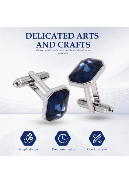 1 Çift Moda Elmas Renkli Cam Manşetler Manşet Bağlantıları Bayanlar Erkek Elbise Iş Düğmesi Hediye Hediyesi (Mavi) (Yurt Dışından) indirimleri