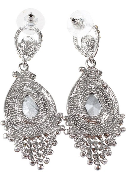 2 Çift Moda Kadın Düğün Takıları Avusturya Kristal Uzun Kristal Damla Büyük Kristal Gelin Küpe Kırmızı 1 (Yurt Dışından) fırsatları