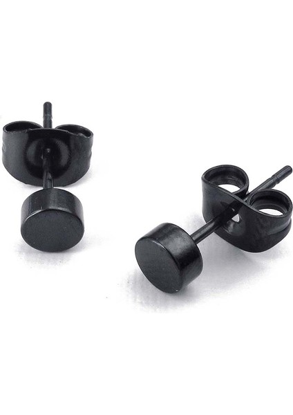3mm Yuvarlak Kulak Saplamaları 2pcs (1 Çift) - Paslanmaz Çelik - Erkekler Için - Renk Siyah - Hediye Çantası ile (Yurt Dışından)
