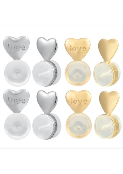 8 Adet Sarkık Kulaklar Için Küpe Sırtları Küpe Kaldırıcı Arka Küpe Altın+Gümüş Için Yedekler (Yurt Dışından)