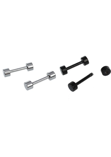 2 Çift Erkek Karşılıklı Titanyum Çelik Kulak Saplama Küpe 3mm Gümüş Renk ve 4mm Siyah (Yurt Dışından)