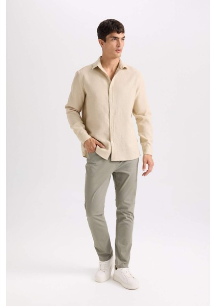 Yazlık Gabardin Chino Kanvas Pantolon Slim Fit Dar Kesim Dar Paça Cepli