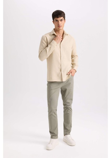 Yazlık Gabardin Chino Kanvas Pantolon Slim Fit Dar Kesim Dar Paça Cepli modelleri