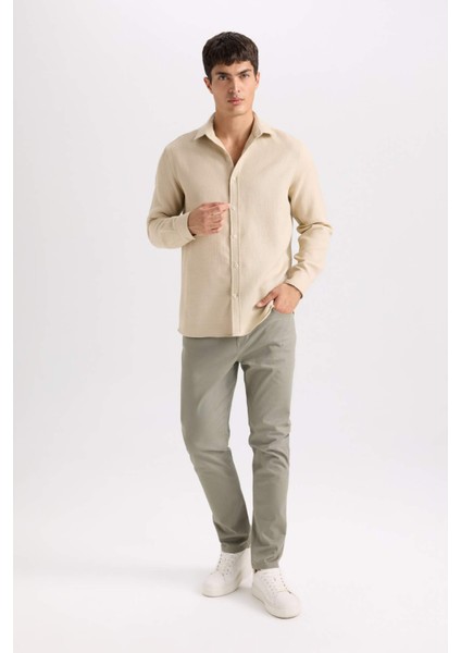 Yazlık Gabardin Chino Kanvas Pantolon Slim Fit Dar Kesim Dar Paça Cepli fırsatları