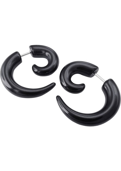 4x Mücevherler Korna Pençe Saplama Küpe Hilekçi Kulak Tapaları Ölçer Illüzyon Tüneli Siyah (Hediye Çantası Ile) (Yurt Dışından) modelleri