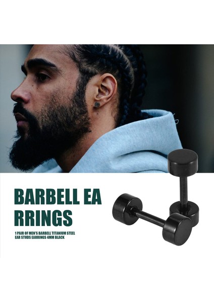1 Çift Erkek Barbek Titanyum Çelik Kulak Saplama Küpeleri 4mm Siyah (Yurt Dışından) fırsatları
