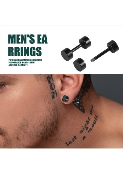 1 Çift Erkek Barbek Titanyum Çelik Kulak Saplama Küpeleri 4mm Siyah (Yurt Dışından) indirimleri