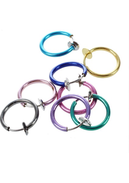 8 Lot Mix Renk Klipi Punk Burun Kulak Göbek Halkaları (Yurt Dışından)